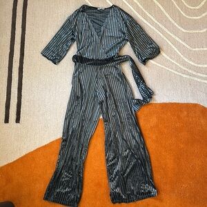 Striped Velvety Jumpsuit